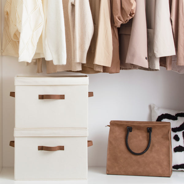 Fabric Storage Bins with Flip-Top Lids, Set of 2