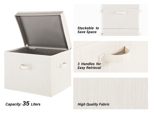 Fabric Storage Bins with Flip-Top Lids, Set of 2