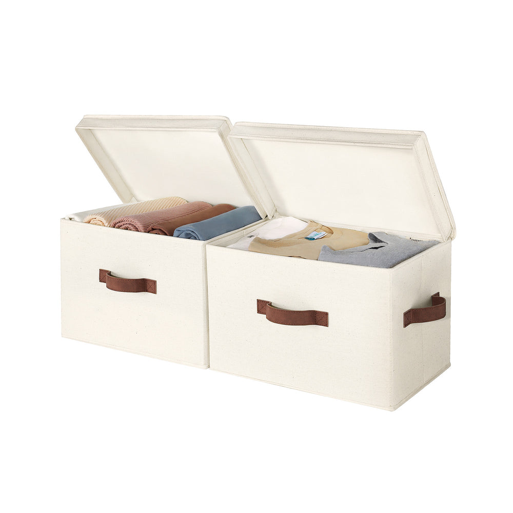 Fabric Storage Bins with Flip-Top Lids, Set of 2