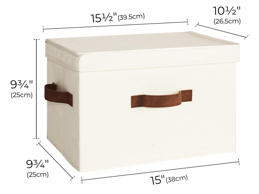 Fabric Storage Bins with Flip-Top Lids, Set of 2