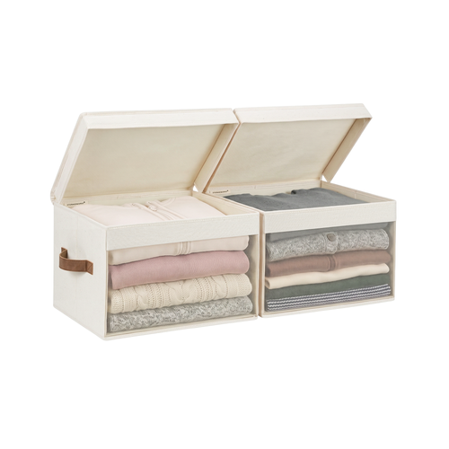Fabric Storage Bin with Quick-View Mesh Window, Set of 2