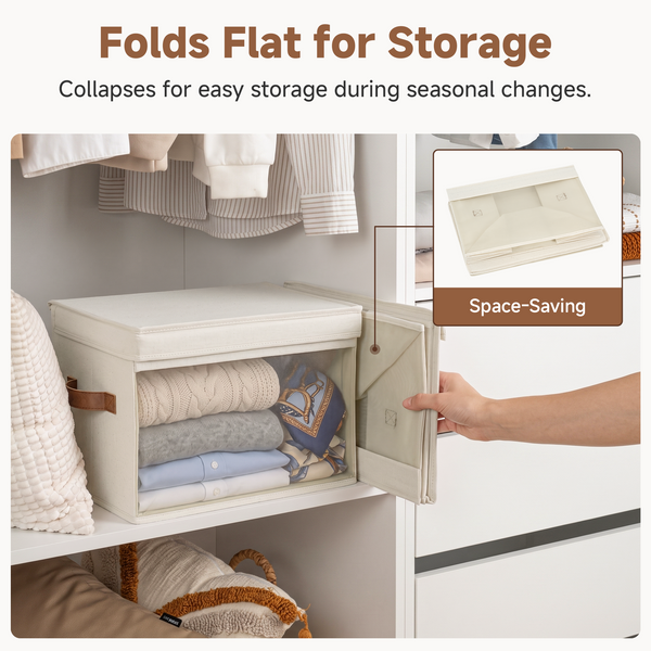 Fabric Storage Bin with Quick-View Mesh Window, Set of 2
