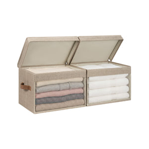 Fabric Storage Bin with Quick-View Mesh Window, Set of 2