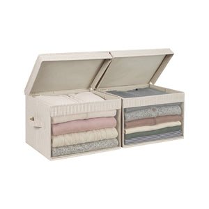 Fabric Storage Bin with Quick-View Mesh Window, Set of 2