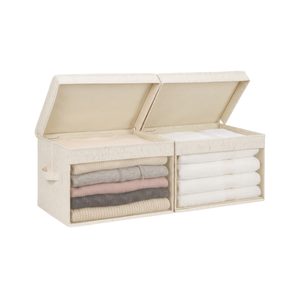 Fabric Storage Bin with Quick-View Mesh Window, Set of 2