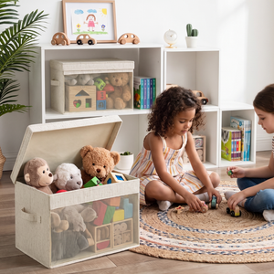 Fabric Storage Bin with Quick-View Mesh Window, Set of 2