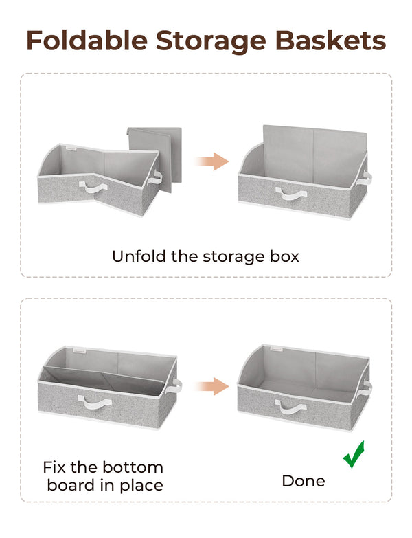 Closet Storage Bins, Trapezoid Storage Box, 3-Pack