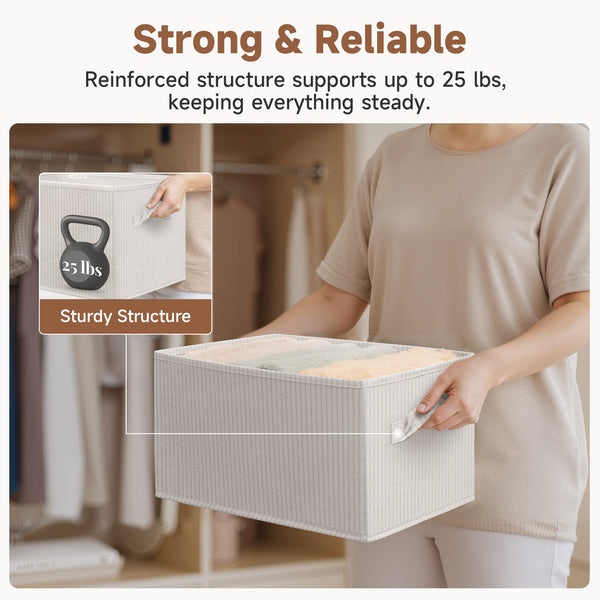 Closet Organizers and Storage Bins, Fabric Storage Bins for Organization, 3-Pack