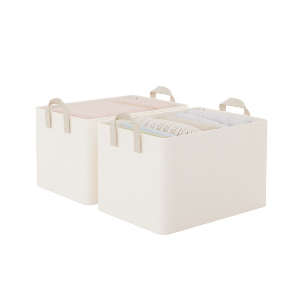 Soft-Touch Fabric Storage Bins with Handles, Set of 2