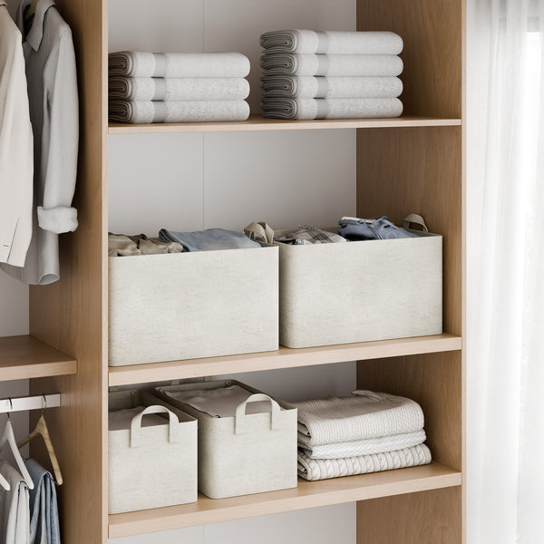 Storage Bins, Metal Frame, Beige-Cotton-linen, 2-Pack