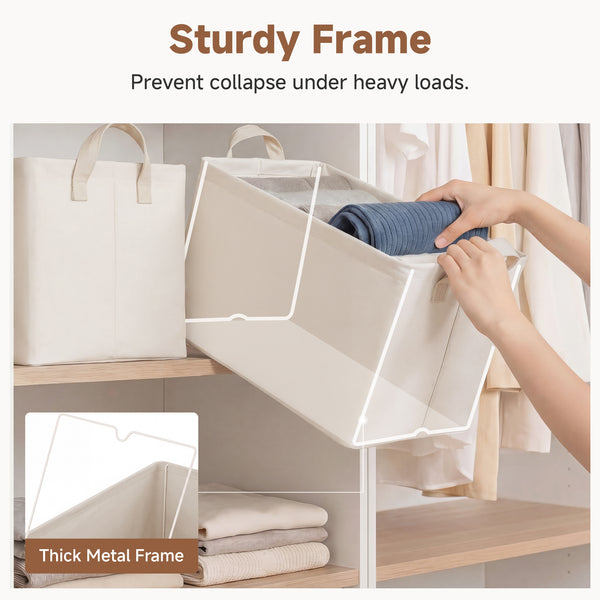 Soft-Touch Fabric Storage Bins with Handles, Set of 2
