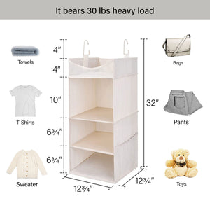3-Shelf Hanging Closet Organizer with Top Shelf