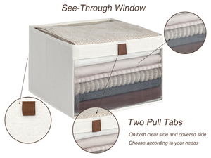 Closet Storage Bins with Clear Window and Handles, 3 Pack
