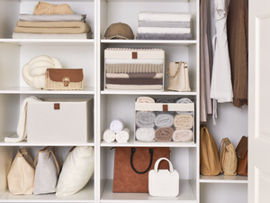 Closet Storage Bins with Clear Window and Handles, 3 Pack