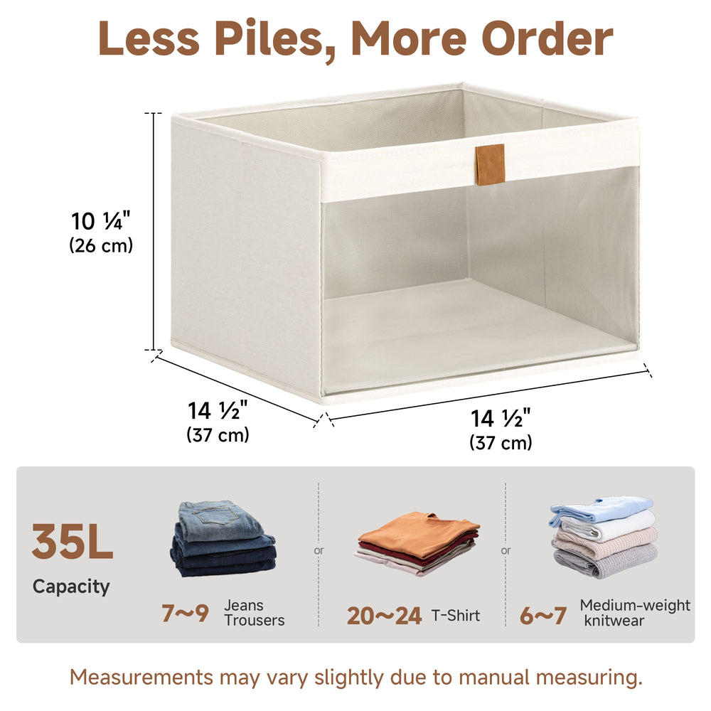 Fabric Closet Storage Bins with Clear Window, Set of 3