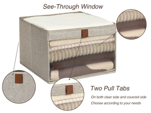 Closet Storage Bins with Clear Window and Handles, 3 Pack