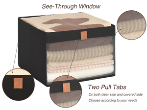 Closet Storage Bins with Clear Window and Handles, 3 Pack