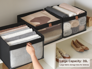 Closet Storage Bins with Clear Window and Handles, 3 Pack