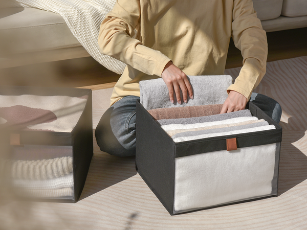 Closet Storage Bins with Clear Window and Handles, 3 Pack