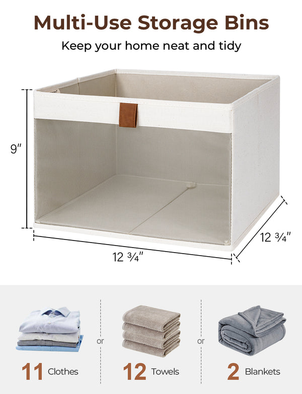 Closet Storage Bins with Clear Window and Handles, 3 Pack