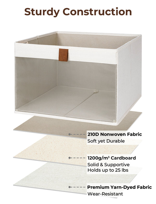 Closet Storage Bins with Clear Window and Handles, 3 Pack