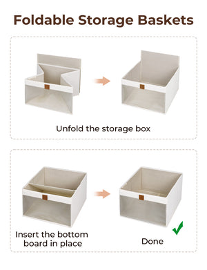 Closet Storage Bins with Clear Window and Handles, 3 Pack