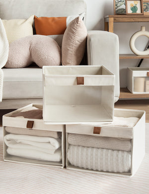 Closet Storage Bins with Clear Window and Handles, 3 Pack