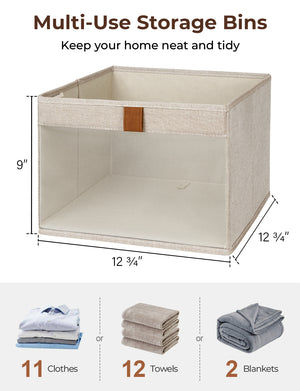 Closet Storage Bins with Clear Window and Handles, 3 Pack