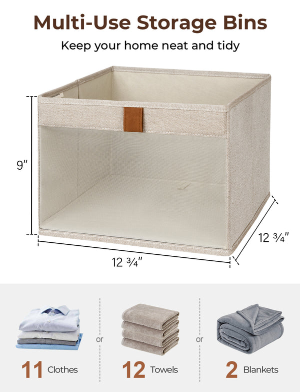 Closet Storage Bins with Clear Window and Handles, 3 Pack
