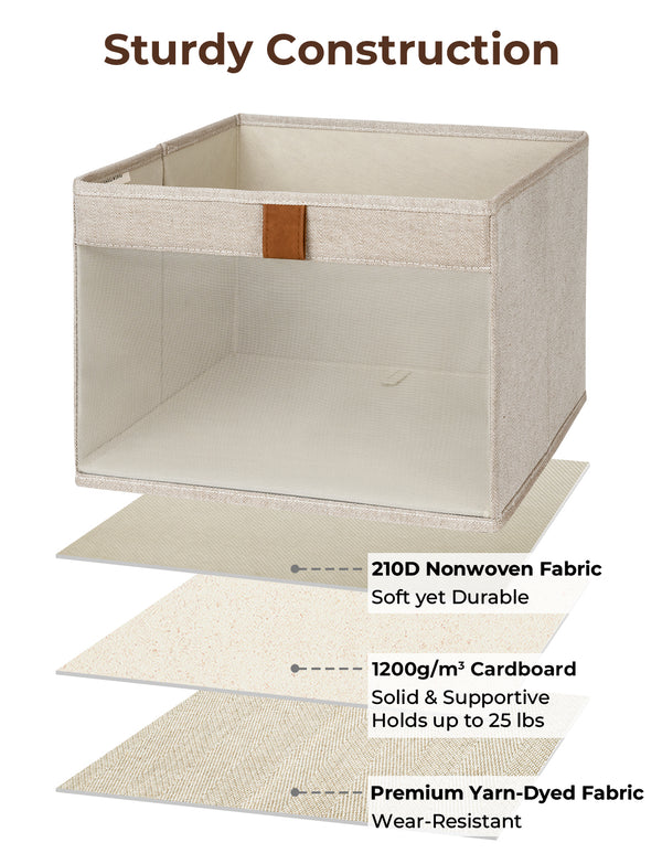 Closet Storage Bins with Clear Window and Handles, 3 Pack