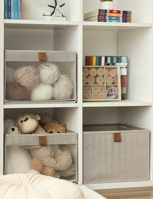 Closet Storage Bins with Clear Window and Handles, 3 Pack