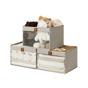 Closet Storage Bins with Clear Window and Handles, 3 Pack