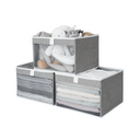 Closet Storage Bins with Clear Window and Handles, 3 Pack