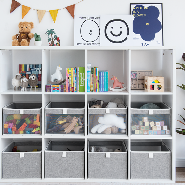 Closet Storage Bins with Clear Window and Handles, 3 Pack