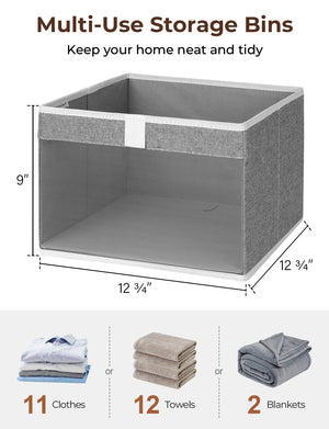 Closet Storage Bins with Clear Window and Handles, 3 Pack