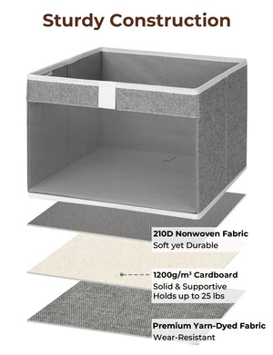 Closet Storage Bins with Clear Window and Handles, 3 Pack