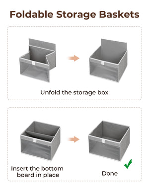 Closet Storage Bins with Clear Window and Handles, 3 Pack