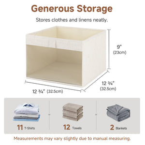 Rustic Linen Fabric Storage Bins with Clear Window, Set of 3