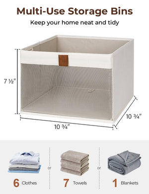 Closet Storage Bins with Clear Window and Handles, 3 Pack