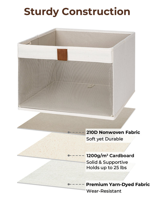 Closet Storage Bins with Clear Window and Handles, 3 Pack