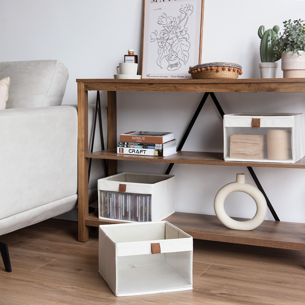 Closet Storage Bins with Clear Window and Handles, 3 Pack