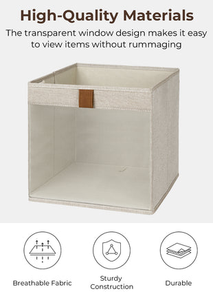 Closet Storage Bins with Clear Window and Handles, 3 Pack