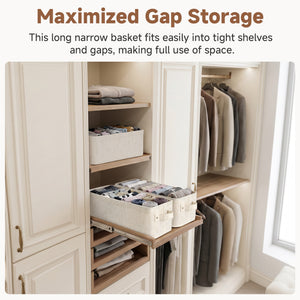 Rustic Linen Narrow Storage Bins, Medium, Set of 2