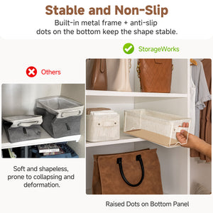 Rustic Linen Narrow Storage Bins, Medium, Set of 2