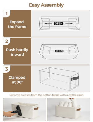 Narrow Storage Bins for Shelves, Large, Set of 2