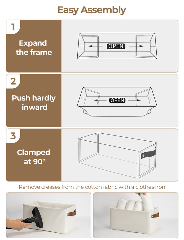 Narrow Storage Bins for Shelves, Large, Set of 2