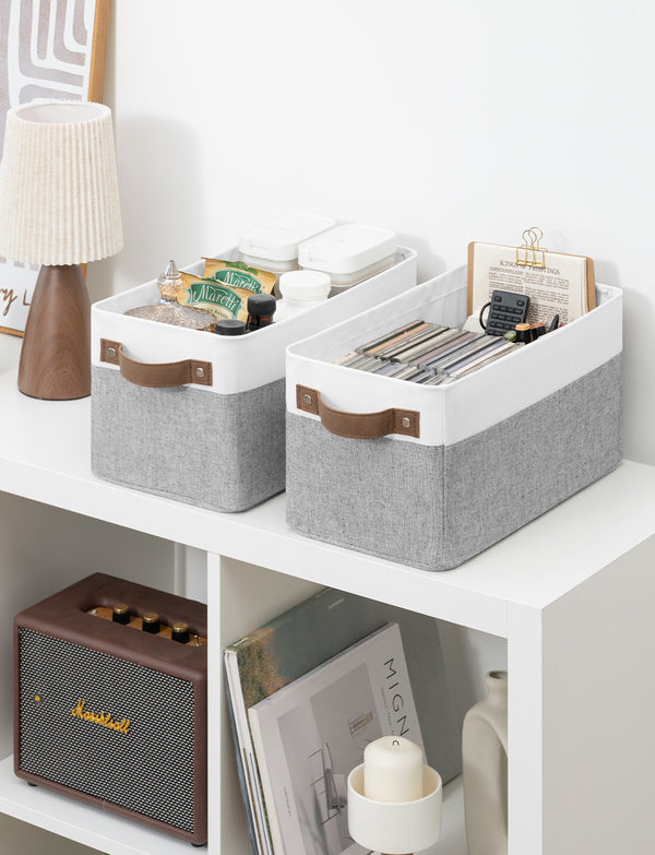 Narrow Storage Bins for Shelves, Large, Set of 2