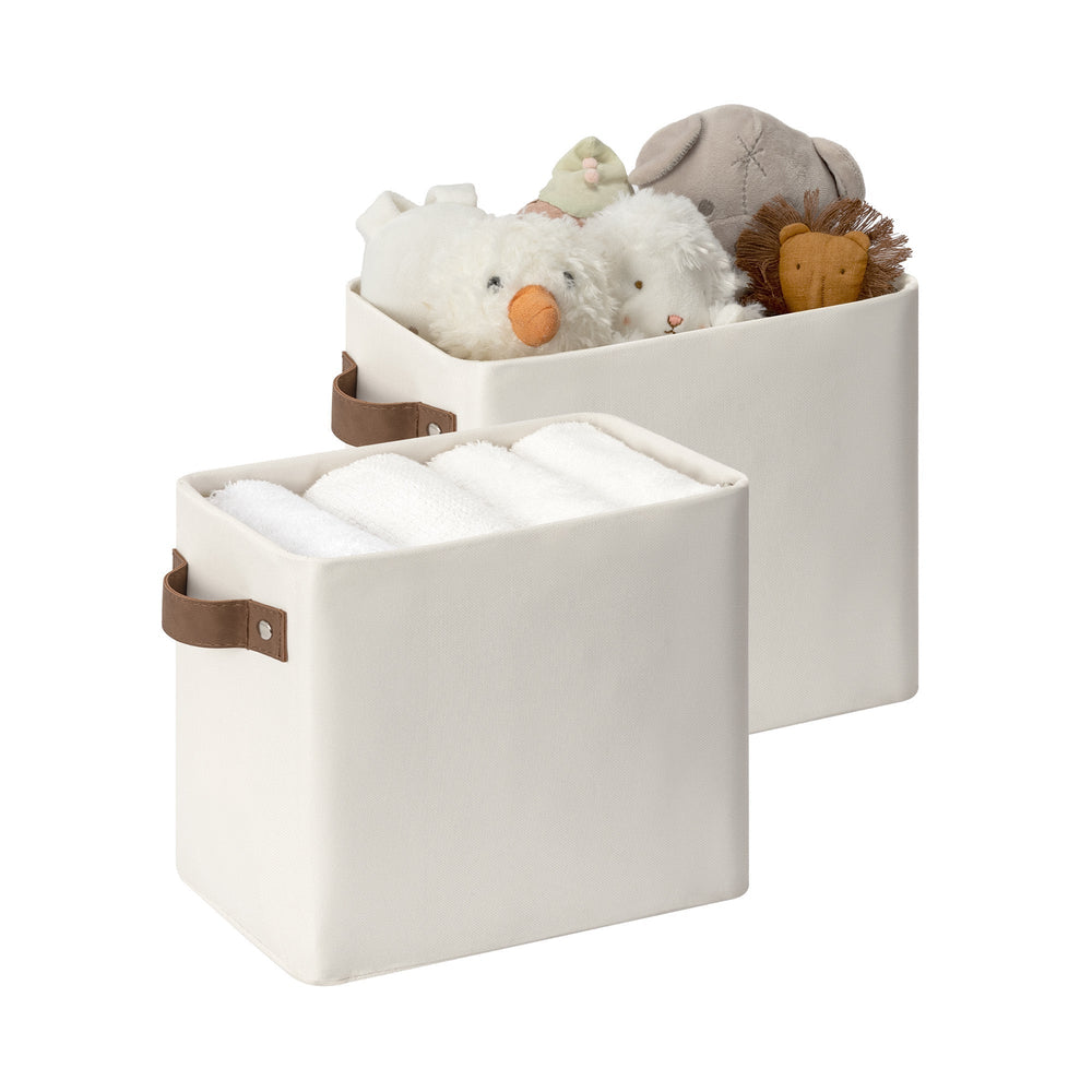 Tall Narrow Storage Bins, Beige, 2 Pack