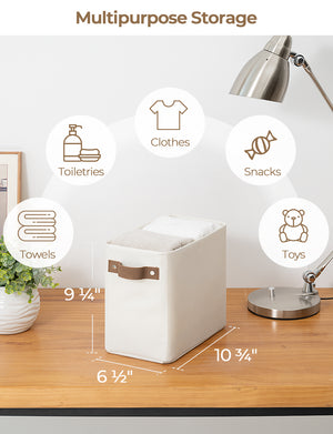 Tall Narrow Storage Bins, Beige, 2 Pack
