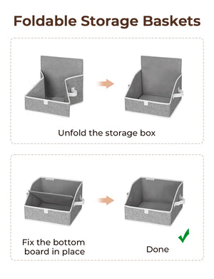 Closet Storage Bins, Trapezoid Storage Box, 3-Pack
